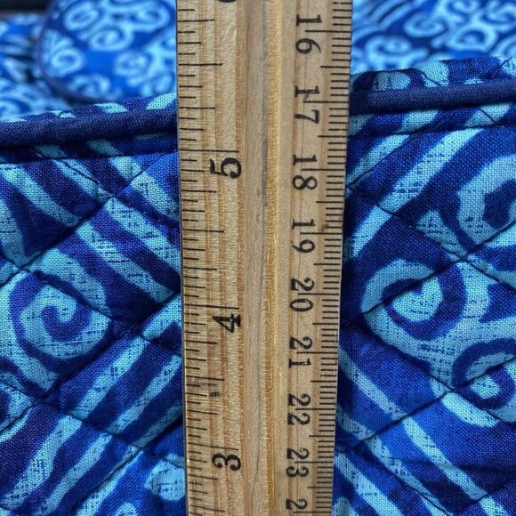 Vera Bradley Cuban Tiles Cotton Backpack Medium Blue Turquoise Straps 14"x12"x5" - Picture 14 of 14